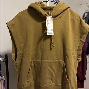 Uniqlo Tan Sleeveless Hoodie Sweater
